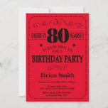 80th Birthday Invitation Black and Red<br><div class="desc">80th Birthday Invitation Black and Red Typography. Black and Red Background. Adult Birthday. Male Men or Women Birthday. Kids Boy or Girl Lady Teen Teenage Bday Invite. 13th 15th 16th 18th 20th 21st 30th 40th 50th 60th 70th 80th 90th 100th. Any Age. For further customization, please click the "Customize it"...</div>