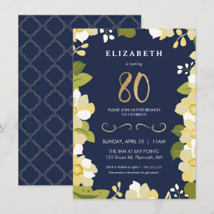 80th Birthday Invitation, Eightieth Customize Invitation