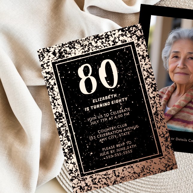 80th Birthday Invitation Elegant  Custom Template (Creator Uploaded)