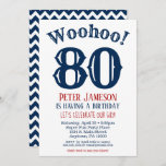80th Birthday Invitation Mens Navy Blue<br><div class="desc">A funny and striking 80th birthday invitation for a husband,  friend,  father or grandad.</div>