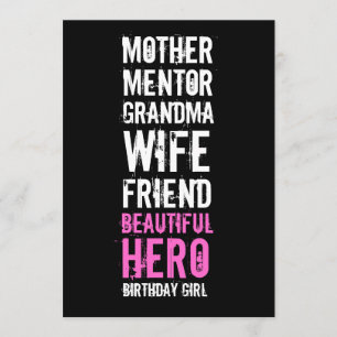 80th Birthday Invitation - Mom Beautiful Hero