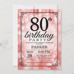 80th Birthday Invitation Red Glitter
