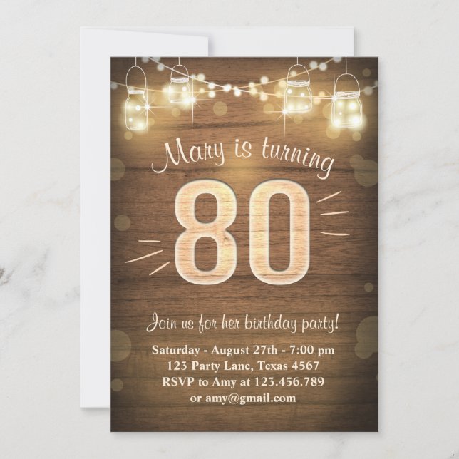 80th Birthday Invitation Vintage Eighty Birthday (Front)
