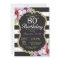 80th Birthday Invitation Women. Floral Gold Black