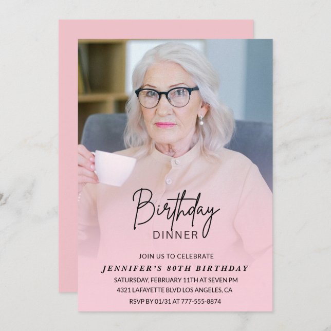 80th birthday invitations Birthday Dinner Photo (Front/Back)