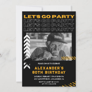 80th birthday invitations Men Photo Spray paint