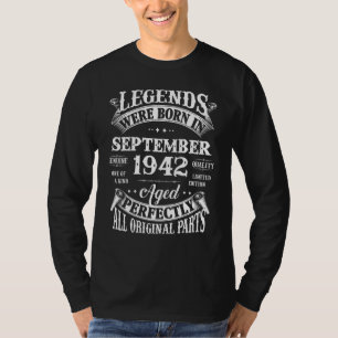 80th Birthday Legends Born In September 1942 80 Y T-Shirt