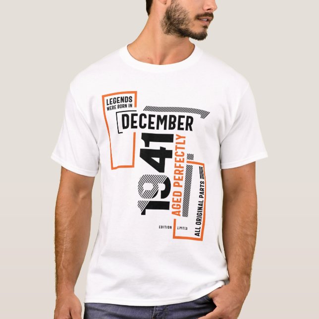 80th Birthday Legends Were Born In December 1941 T-Shirt (Front)