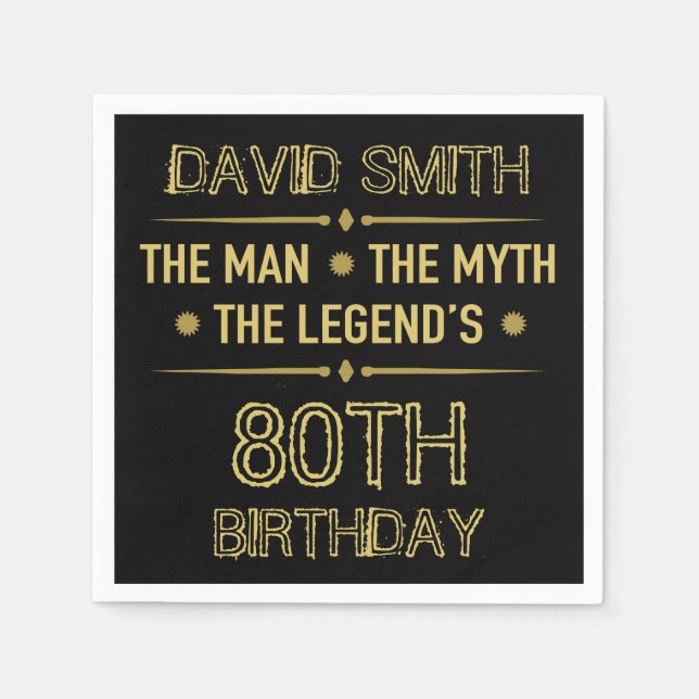80th Birthday Man Myth Legend Napkin (Front)