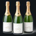 80th Birthday Modern Gold Triangle Confetti White Sparkling Wine Label<br><div class="desc">Help her celebrate her 80th birthday in style with this simple but elegant design, featuring faux gold foil triangular confetti sifting down on the word "eighty" in gold handwriting font on a white background. Personalize it with the name of the honoree in gold sans serif font, along with the occasion...</div>