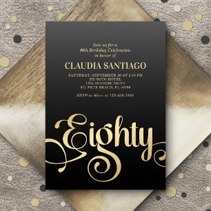 80th Birthday Modern Script Invitation