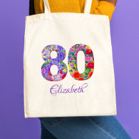 80th Birthday Mom Gift – Floral Name 80 Years