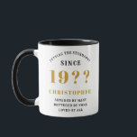 80th Birthday Monogram And Year Black Gold Mug<br><div class="desc">80th birthday men's mug with black and gold design. Easily customize all the text on this Birthday mug using the template provided. Part of the "Setting Standards" range of birthday ideas.</div>