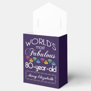 80th Birthday Most Fabulous Colourful Gems Purple Favor Box