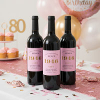 80th Birthday Name 1946 Pink Gold Elegant Chic