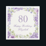 80th Birthday Napkins Elegant Purple Floral<br><div class="desc">This elegant ivory,  lavender purple,  and sage green floral border 80th birthday napkin is perfect for an elegant birthday party. This design features a watercolor flowers frame,  and is a nice feminine choice for a special event to celebrate a milestone birthday.</div>