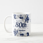 80th Birthday Navy Balloons Coffee Mug<br><div class="desc">A gorgeous navy and silver balloon happy 80th (or any age) birthday mug. This fabulous design is the perfect way to wish someone a happy eightieth birthday (or change the age!) Personalize with our own custom name and message. Blue coloured typography and gorgeous navy blue and silver balloons.</div>
