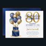 80th Birthday Navy Blue Balloon Cake Invitation<br><div class="desc">This fabulous men's 80th birthday navy blue cake invitation featuring a 2-layer navy blue and gold cake with navy blue and gold balloons and the number 80 in gold would be perfect for celebrating your husband, brother, dad, friend, uncle, grandfather, great grandfather. It is traditional and classic while being fresh,...</div>