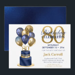 80th Birthday Navy Blue Balloon Cake Invitation<br><div class="desc">This fabulous men's 80th birthday navy blue cake invitation featuring a 2-layer navy blue and gold cake with navy blue and gold balloons and the number 80 in gold would be perfect for celebrating your husband, brother, dad, friend, uncle, grandfather, great grandfather. It is traditional and classic while being fresh,...</div>