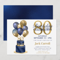 80th Birthday Navy Blue Balloon Cake