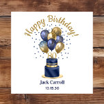 80th Birthday Navy Blue Balloon Cake Napkin<br><div class="desc">These fabulous men's 80th birthday party paper dinner napkins featuring a 2-layer navy blue and gold cake with navy blue and gold balloons, the number 80 in gold would be perfect for celebrating your loved one turning 80. They're traditional and classic while being fresh, modern and contemporary. They'll look fabulous...</div>