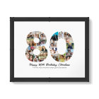 80th Birthday Number 80 Photo Collage Anniversary