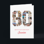 80th Birthday Number 80 Photo Collage Personalized Card<br><div class="desc">Celebrate momentous 80th Birthday with this cute card. It's a personalized photo collage birthday card that allows you to create a truly unique and memorable design. This customizable template lets you insert your own cherished photos, capturing the precious moments throughout the year. This custom card is perfect for commemorating your...</div>