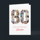 80th Birthday Number 80 Photo Collage Personalized Card<br><div class="desc">Celebrate momentous 80th Birthday with this cute card. It's a personalized photo collage birthday card that allows you to create a truly unique and memorable design. This customizable template lets you insert your own cherished photos, capturing the precious moments throughout the year. This custom card is perfect for commemorating your...</div>
