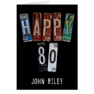 80th birthday old car license plates