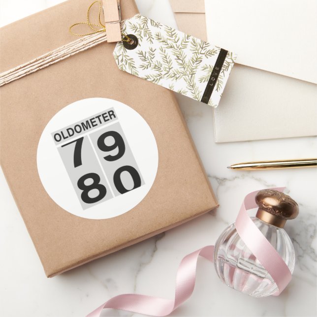 80th Birthday Oldometer Classic Round Sticker (Gifting)