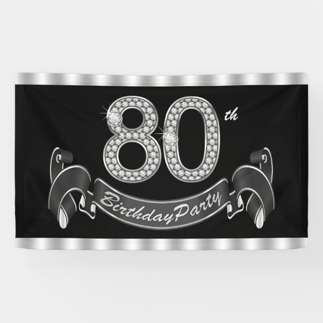 80th Birthday Party Banner (Horizontal)