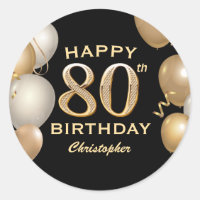 80th Birthday Party Black and Gold Balloons