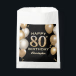 80th Birthday Party Black and Gold Balloons Favour Bag<br><div class="desc">80th Birthday Party Black and Gold Balloons and Confetti Favour Bag. For further customization,  please click the "Customize it" button and use our design tool to modify this template.</div>