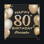 80th Birthday Party Black and Gold Balloons Magnet<br><div class="desc">80th Birthday Party Black and Gold Balloons and Confetti Magnet. For further customization,  please click the "Customize it" button and use our design tool to modify this template.</div>