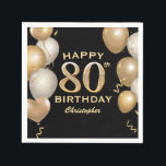 80th Birthday Party Black and Gold Balloons Napkin<br><div class="desc">80th Birthday Party Black and Gold Balloons and Confetti Napkin. For further customization,  please click the "Customize it" button and use our design tool to modify this template.</div>