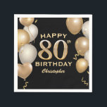 80th Birthday Party Black and Gold Balloons Napkin<br><div class="desc">80th Birthday Party Black and Gold Balloons and Confetti Napkin. For further customization,  please click the "Customize it" button and use our design tool to modify this template.</div>