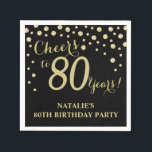 80th Birthday Party Black and Gold Diamond Napkins<br><div class="desc">80th Birthday Party Invitation with Black and Gold Glitter Diamond Background. Gold Confetti. Adult Birthday. Man or Woman Birthday. For further customization,  please click the "Customize it" button and use our design tool to modify this template.</div>