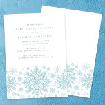 80th Birthday Party Blue White Snowflake Winter Invitation<br><div class="desc">Very elegant blue watercolor snowflakes create a pretty border along the bottom of this adult birthday invitation. Modern and minimalist design has an open and airy feel. The contemporary aesthetic will appeal to people of all ages.</div>