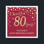80th Birthday Party Burgundy Red and Gold Diamond Napkin<br><div class="desc">80th Birthday Party Invitation with Burgundy Red and Gold Glitter Diamond Background. Gold Confetti. Adult Birthday. Man or Woman Birthday. For further customization,  please click the "Customize it" button and use our design tool to modify this template.</div>