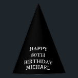 80th Birthday Party Celebration Black Adult Hat<br><div class="desc">Black and white celebration,  80th Birthday party hats.</div>