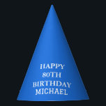 80th Birthday Party Celebration Blue Adult Party Hat<br><div class="desc">Blue and white celebration,  80th Birthday party hats.</div>