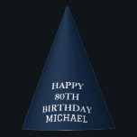 80th Birthday Party Celebration Navy Blue Adult Party Hat<br><div class="desc">Navy Blue celebration,  80th Birthday party hats.</div>