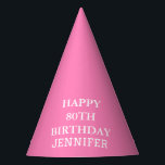 80th Birthday Party Celebration Pink Adult Party Hat<br><div class="desc">Pink and white,  modern,  celebration,  80th Birthday party hats.</div>