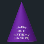 80th Birthday Party Celebration Purple Adult Party Hat<br><div class="desc">Purple and white,  modern,  celebration,  80th Birthday party hats.</div>