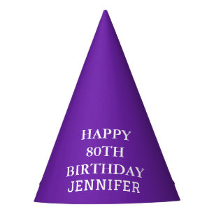 80th Birthday Party Celebration Purple Adult Party Hat