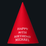 80th Birthday Party Celebration Red Adult Party Hat<br><div class="desc">Red and white,  modern,  celebration,  80th Birthday party hats.</div>