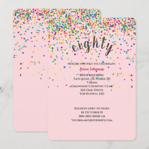 80th Birthday Party confetti Invitation