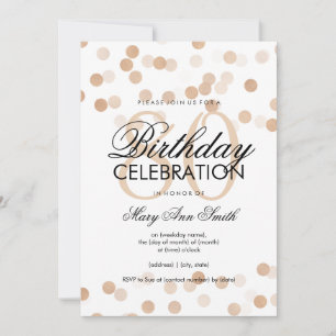 80th Birthday Party Copper Foil Glitter Lights Invitation