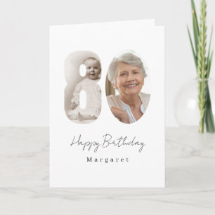 80th Birthday Party Custom Photo Greeting Card