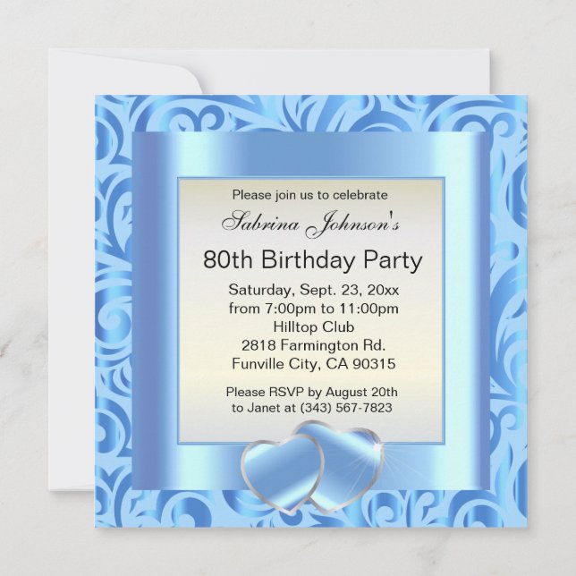 80th Birthday Party |DIY Text Invitation (Back)